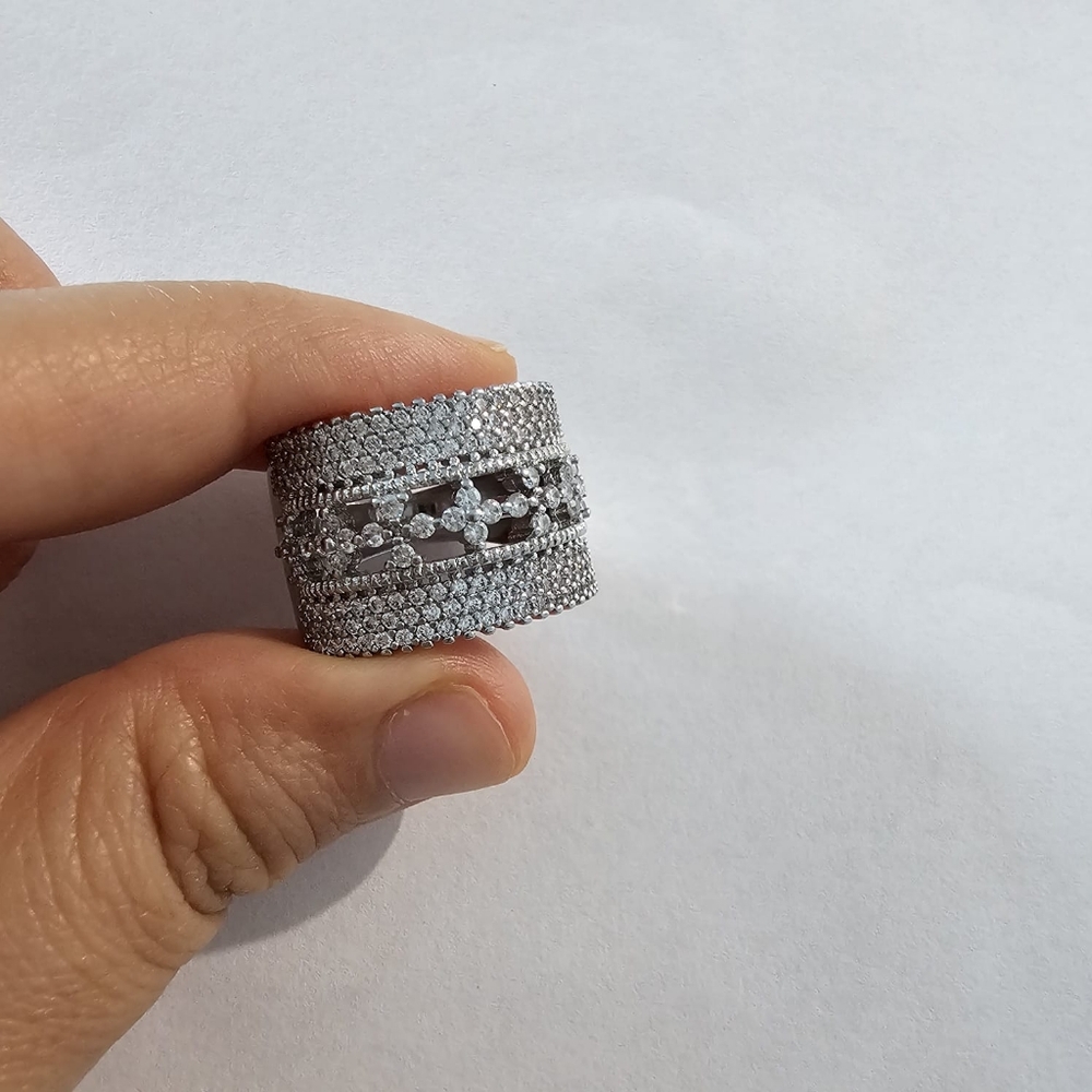 RATED White 925 silver sapphire ring - Picture 10 of 11